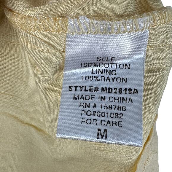 Mable Bodycon Micro Mini Dress Size Medium Yellow Eyelet Cottage Y2K Corset - Picture 9 of 9